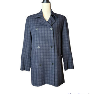 Vintage Alex de Bolzan Double Breasted  Overcoat in Gray w/Purple Plaid Size 4